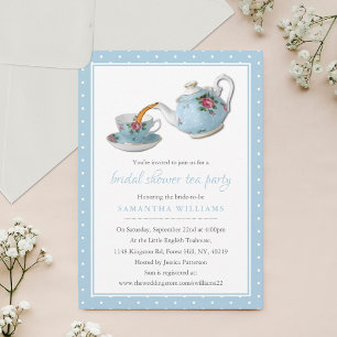 Elegantes Teacups Brautparty Teezeremonie Party Einladung