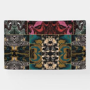 Elegantes Teal-Bordeaux-Gold-Marmor-Flüssig-Abstra Banner