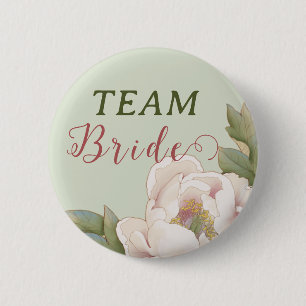 Elegantes Team Bride Sage und Blush Pink Floral Button