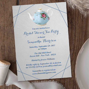 Elegantes Teapot Brautparty Teezeremonie Party Einladung