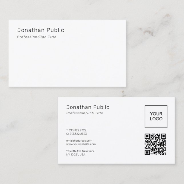 Elegantes Template QR-Code Hochladen der Firmenlog Visitenkarte (Vorne/Hinten)