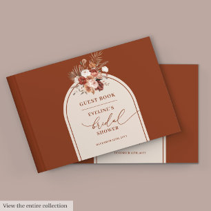 Elegantes Terracotta Pampas boho Bridal Gästebuch