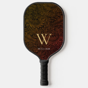 Elegantes Terrakotta-Boho-Botanik-Muster-Monogramm Pickleball Schläger