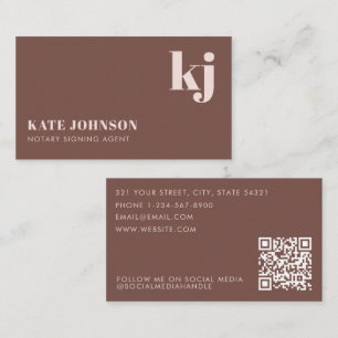 Elegantes Terrakotta-Minimalist-QR-Code-Monogramm Visitenkarte