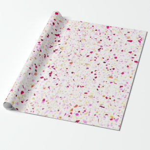 Elegantes Terrazzo Retro Lila, weißes Muster Geschenkpapier