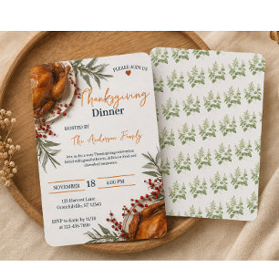 Elegantes Thanksgiving-Dinner Herbstblätter Einladung