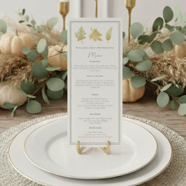 Elegantes Thanksgiving-Dinner Herbstblätter-Menü Menükarte