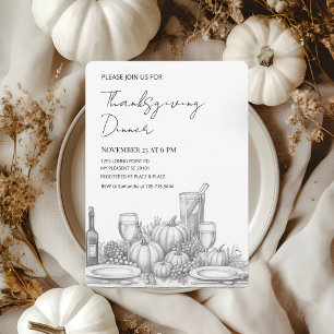 Elegantes Thanksgiving-Dinner-Manuskript Einladung