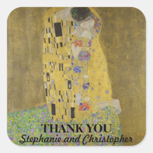 Elegantes "The Kiss" Paar Custom Quadratischer Aufkleber