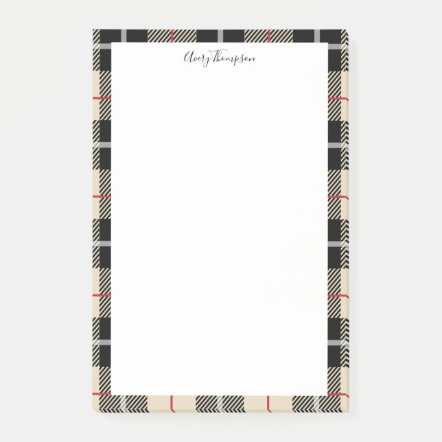 Elegantes Thompson-Kamel-kariertes Flanell-Muster Post-it Klebezettel (Vorderseite)