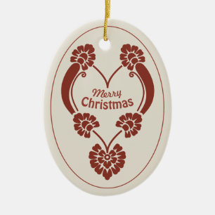 Elegantes tiefrotes dekoratives Weihnachtsherz Keramik Ornament