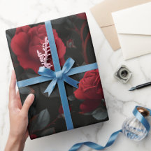 Elegantes tiefrotes Rosen-schwarzes Blumenmuster