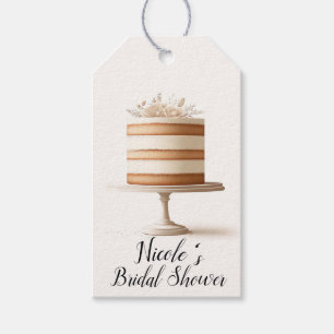 Elegantes Tier White Floral Cake Brautparty Geschenkanhänger