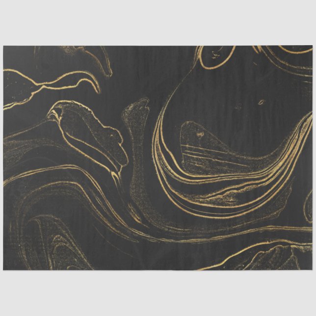 Elegantes Tissue aus schwarzem und goldenem Marmor Seidenpapier (Vorderseite)