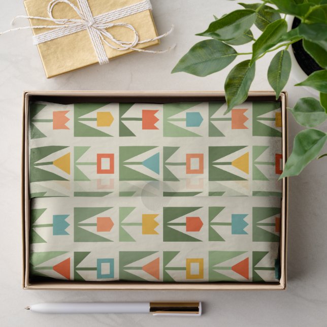 Elegantes Tissue mit Abstrakten Frühlingsblumen Seidenpapier (Geschenk)