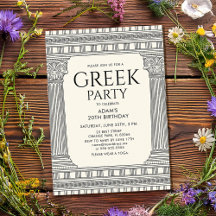 Elegantes Toga-Party-Design mit Tempel-Säulen