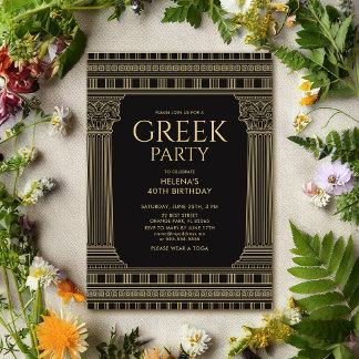Elegantes Toga-Party mit Tempelsäulen Einladung