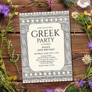 Elegantes Toga-Party mit Tempelsäulen Einladung