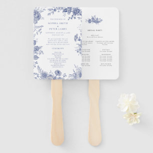 Elegantes Toile-Blau Zeremonie-Programm Handfächer