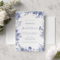 Elegantes Toile French Blue Floral Brautparty