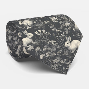Elegantes Toile-Muster mit schwarzen Waldkaninchen Krawatte