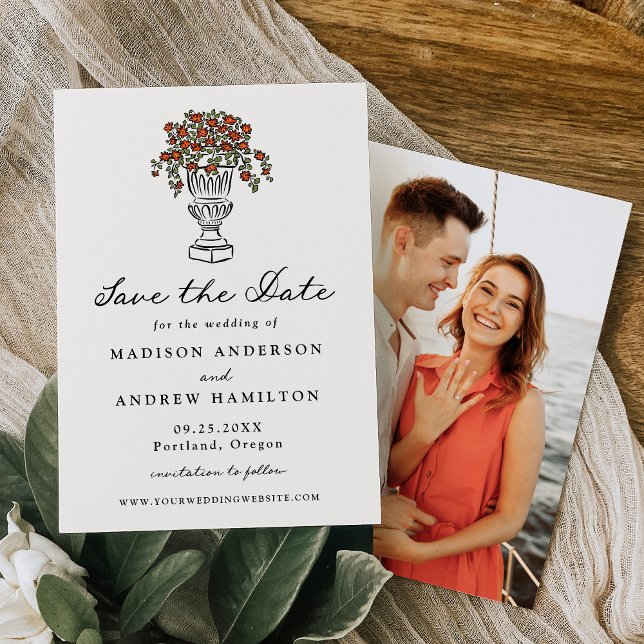 Elegantes toskanisches Sunset Blooms Foto Hochzeit Save The Date (Von Creator hochgeladen)
