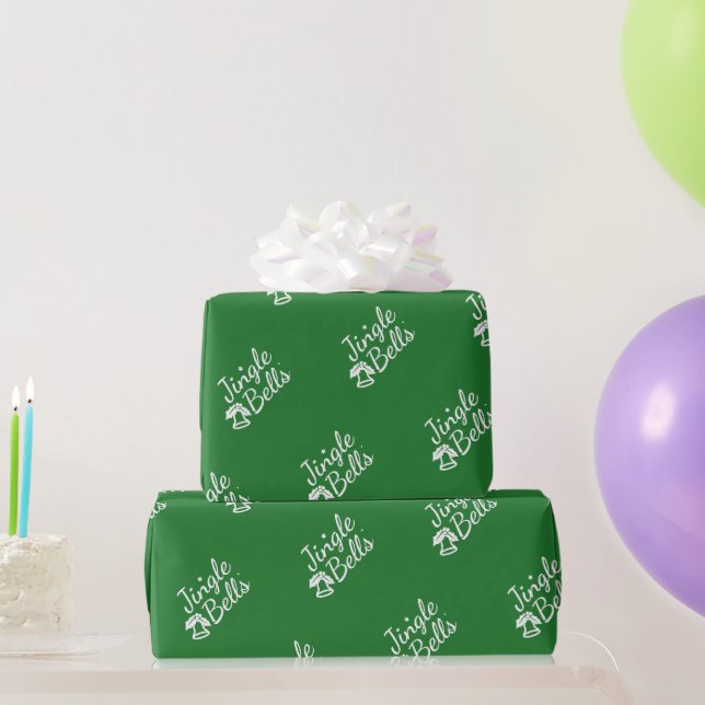 Elegantes traditionelles Green Jingle Bell Muster Geschenkpapier (Partygeschenke)