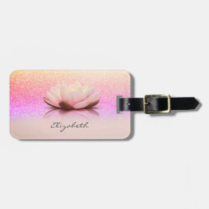 Elegantes Trendgirl, Lotus Glitter Bokeh Gepäckanhänger