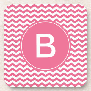 Elegantes trendiges, glückliches rosa Chevron-Mono Getränkeuntersetzer