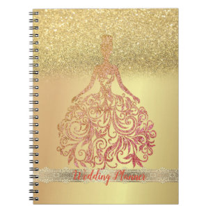 Elegantes trendiges Gold-Glitter-Bokeh, Kleid, Spi Notizblock