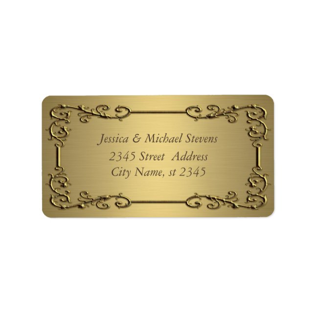Elegantes trendiges Gold Vintag Adressaufkleber (Vorne)