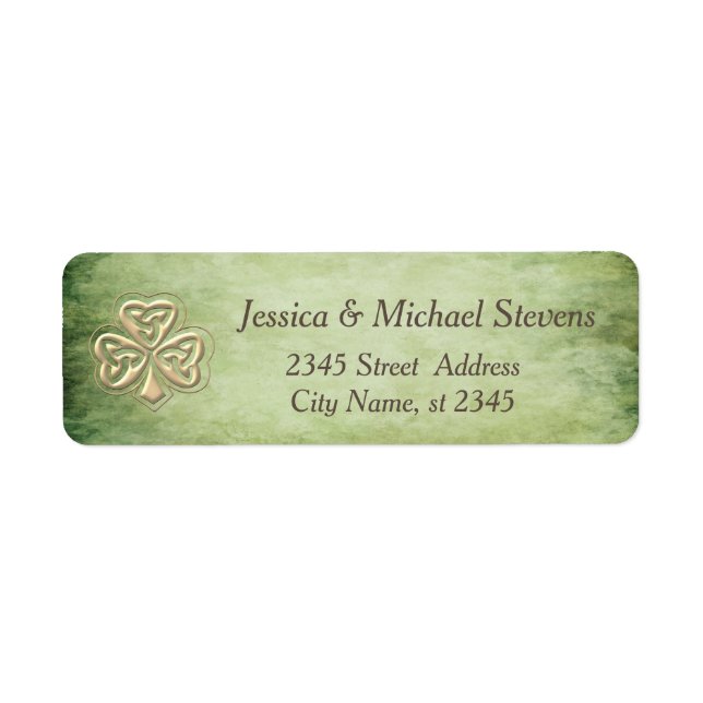 Elegantes trendiges Irish Kleeblatt Label (Vorne)