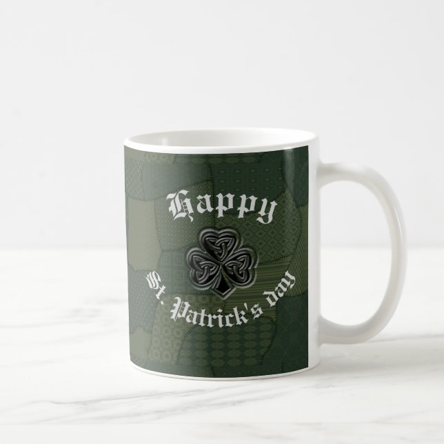 Elegantes trendiges Irish Kleeblatt Patchwork Kaffeetasse (Rechts)