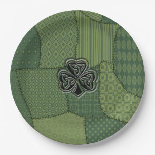 Elegantes trendiges Irish Kleeblatt Patchwork Pappteller