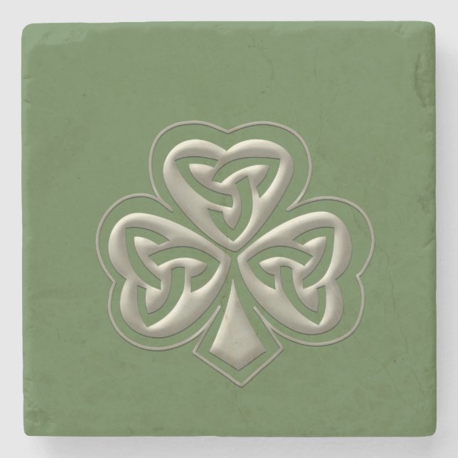 Elegantes trendiges Irish Kleeblatt Steinuntersetzer (Vorderseite)