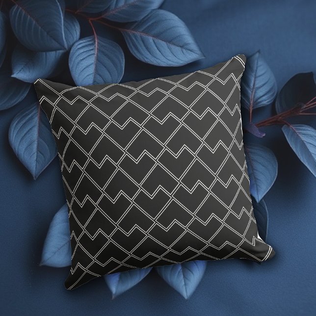 Elegantes, trendiges, schwarz geometrisches Muster Kissen (Von Creator hochgeladen)