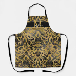 Elegantes, trendiges Schwarz-Gold-Glam-Monogramm Schürze