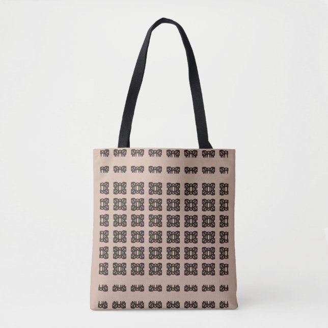 Elegantes trendy Beige & Brown Tao Muster Tasche (Vorderseite)