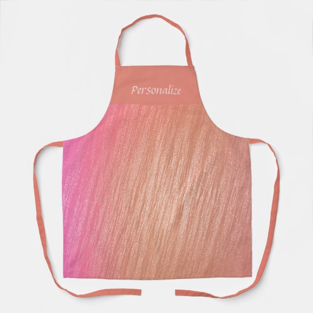 Elegantes trendy Coral Pink Muster Personalisiert Schürze (Vorderseite)