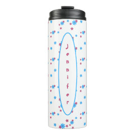 Elegantes trendy Modernes Girly White Blue Templat Thermosbecher