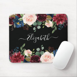 Elegantes Trendy Script Wasserfarbe Mixed Floral Mousepad
