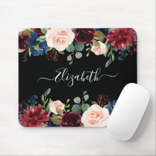 Elegantes Trendy Script Wasserfarbe Mixed Floral Mousepad