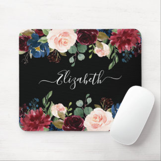Elegantes Trendy Script Wasserfarbe Mixed Floral Mousepad