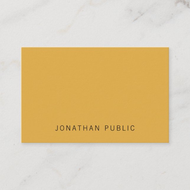 Elegantes trendy Yellow Brown einfaches Template M Visitenkarte (Vorderseite)