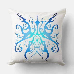 Elegantes Tribal Tattoo Design - blau Kissen