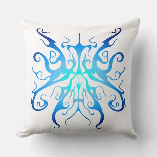 Elegantes Tribal Tattoo Design - blau Kissen (Vorderseite)