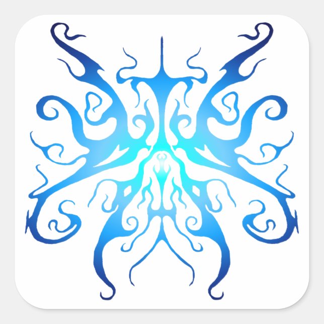 Elegantes Tribal Tattoo Design - blau Quadratischer Aufkleber (Vorderseite)