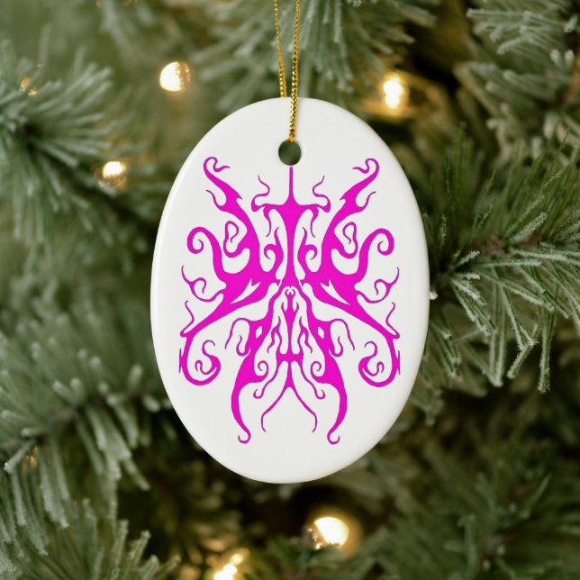 Elegantes Tribal Tattoo Design - Rosa Keramik Ornament (Baum)