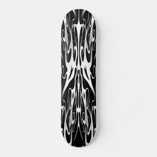 Elegantes Tribal Tattoo Design - weiß auf schwarz Skateboard (Vorderseite)