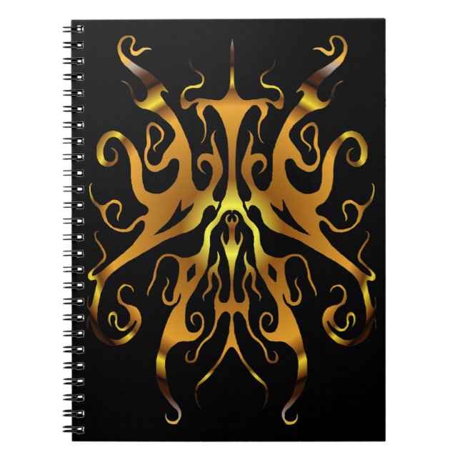 Elegantes Tribal Tattoo - Gold auf schwarz Notizblock (Vorderseite)